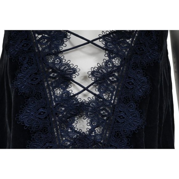 Cami NYC Women Tank Top Small Blue Reversible Velvet Silk Embroider Charlie Lace - Picture 3 of 10